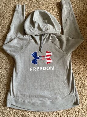 Under Armour Gray Hoodie with American Flag Logo
